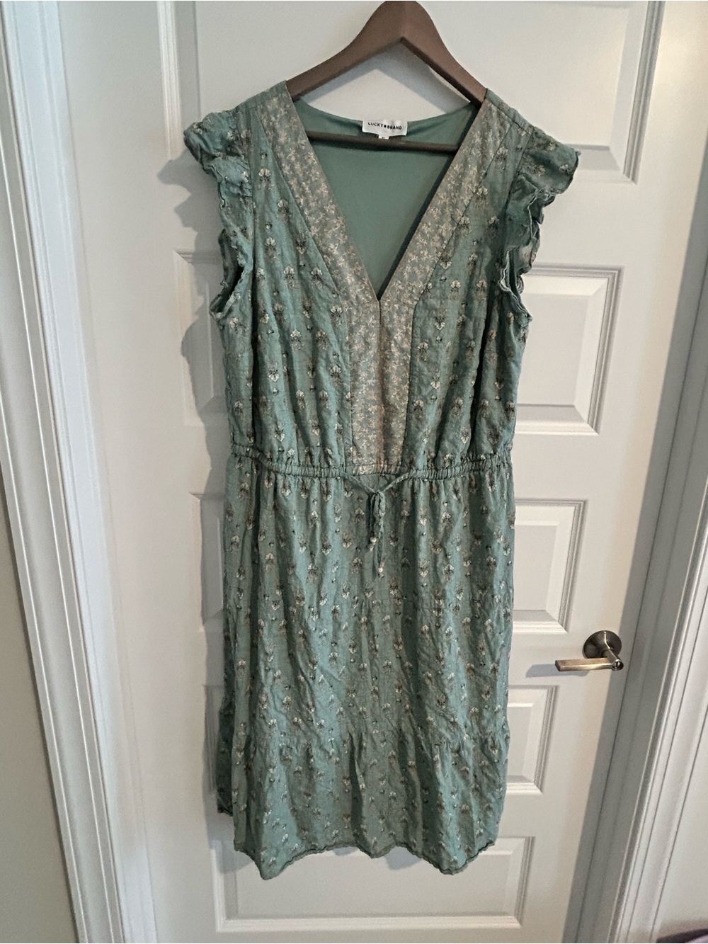 Lucky Brand Flutter Sleeve Midi Dress Sage Mint Size 2X